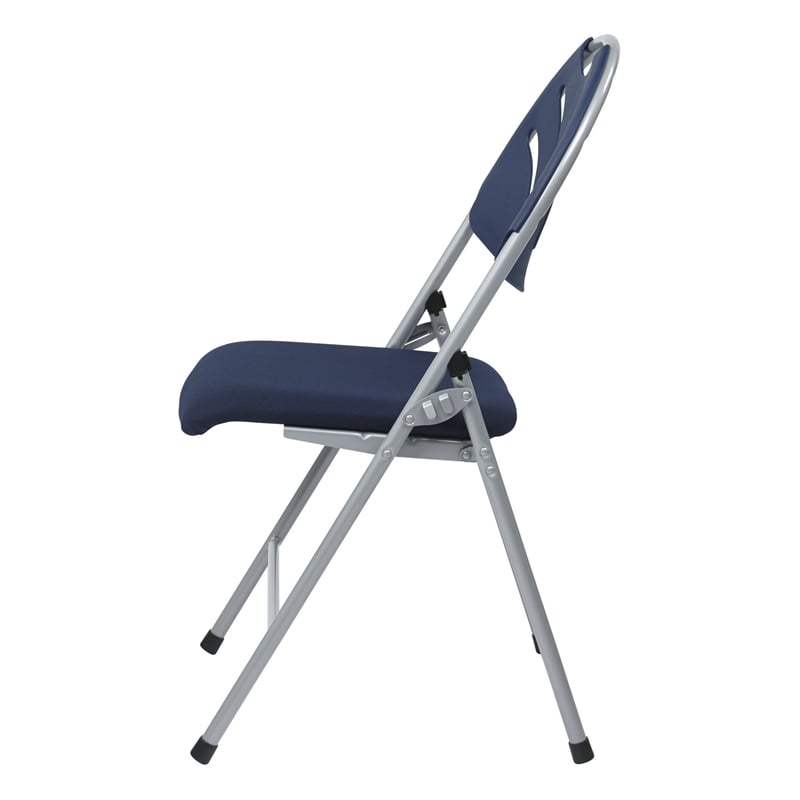 Scranton & Co Plastic Folding Chair in Blue and Silver (Set of 4)