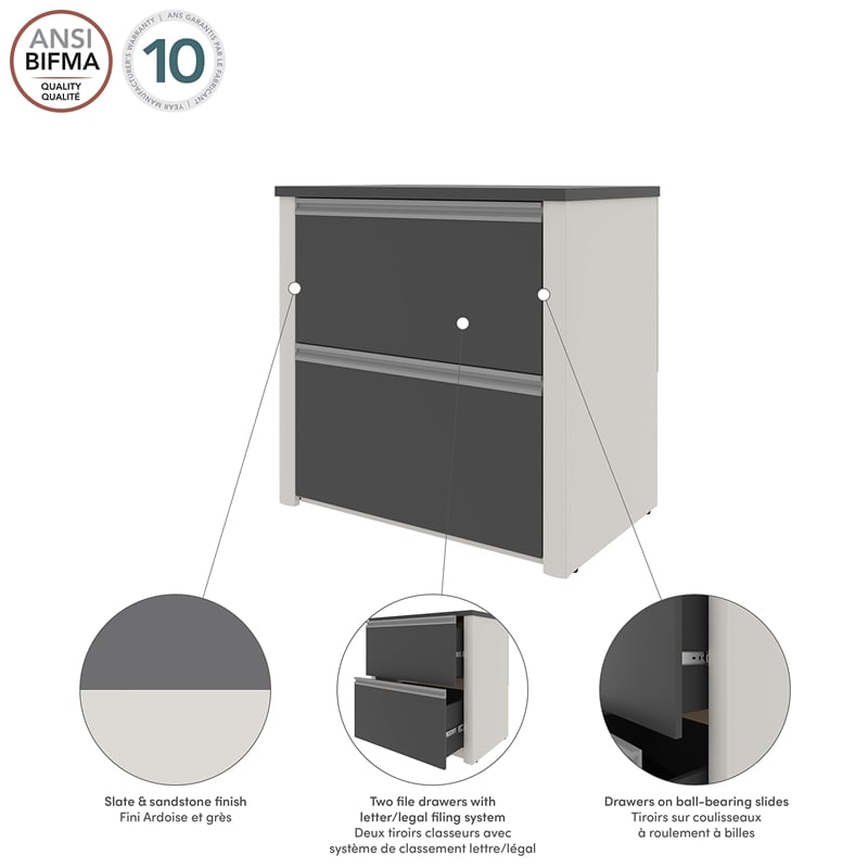 Scranton & Co Melamine Slate and Sandstone Lateral File Rectangular 30.8