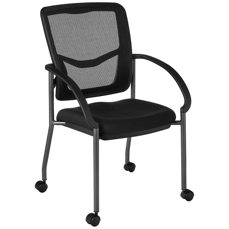 Scranton & Co Mesh Back Guest Chair with Casters in Coal Black