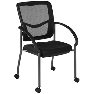 Scranton & Co Mesh Back Guest Chair with Casters in Coal Black