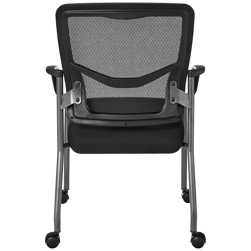 Scranton & Co Mesh Back Guest Chair with Casters in Coal Black