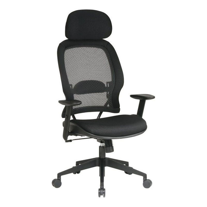 Scranton & Co Contemporary Fabric Back Office Chair with Headrest in Black
