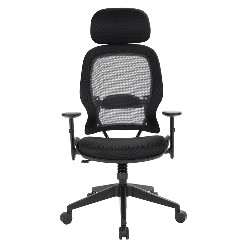 Scranton & Co Contemporary Fabric Back Office Chair with Headrest in Black