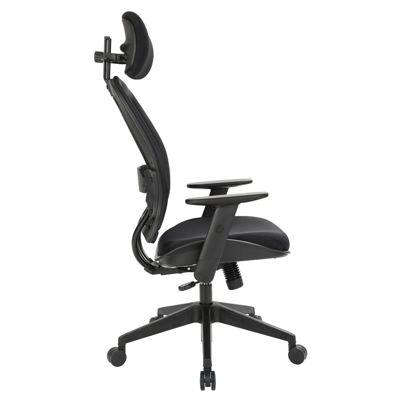 Scranton & Co Contemporary Fabric Back Office Chair with Headrest in Black