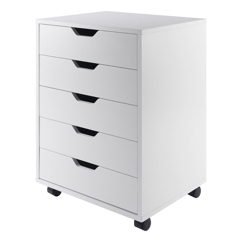 Scranton & Co 5-Drawer Modern Wood Mobile File Cabinet in White