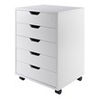 Scranton & Co 5-Drawer Modern Wood Mobile File Cabinet in White