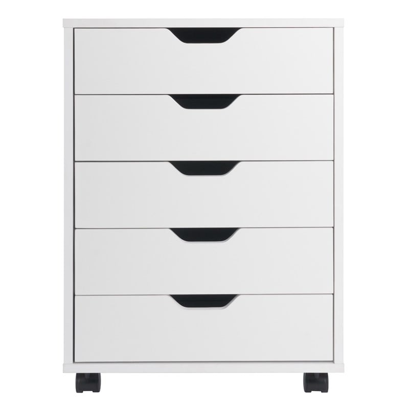 Scranton & Co 5-Drawer Modern Wood Mobile File Cabinet in White