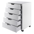 Scranton & Co 5-Drawer Modern Wood Mobile File Cabinet in White