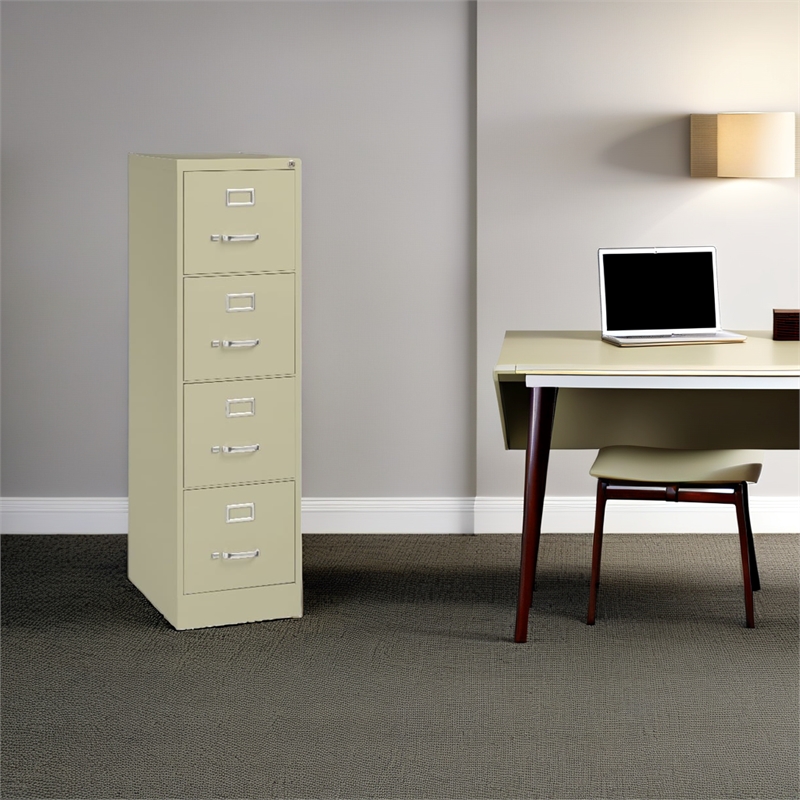 Scranton & Co Aluminum Beige Filing Cabinet Vertical Lockable 4-Drawer 22