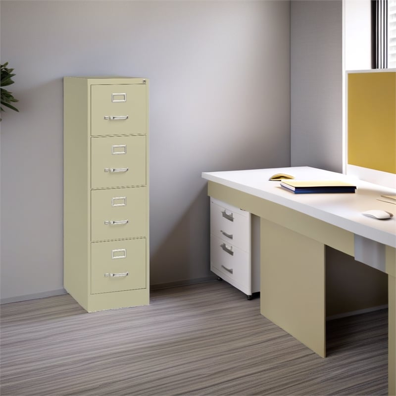 Scranton & Co Aluminum Beige Filing Cabinet Vertical Lockable 4-Drawer 22