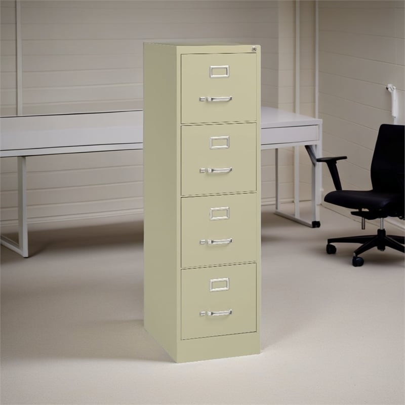 Scranton & Co Aluminum Beige Filing Cabinet Vertical Lockable 4-Drawer 22