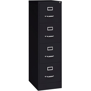 Scranton & Co 22&quot 4-Drawer Metal Letter Width Vertical Filing Cabinet in Black