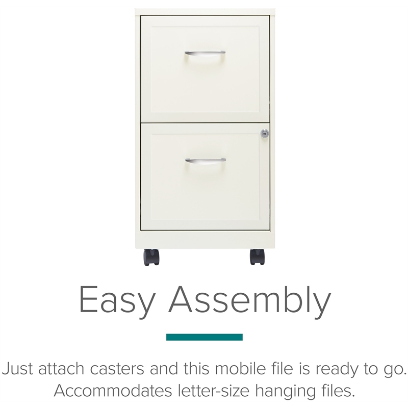 Scranton & Co 2-Drawer Metal Mobile Vertical Filing Cabinet in White