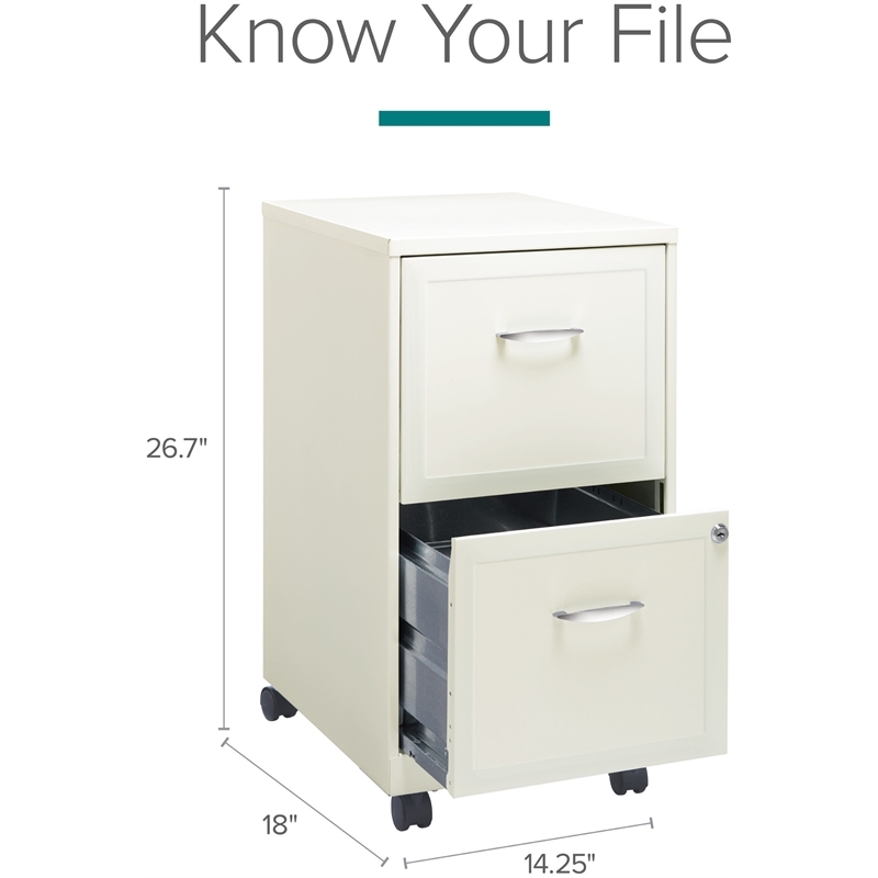 Scranton & Co 2-Drawer Metal Mobile Vertical Filing Cabinet in White