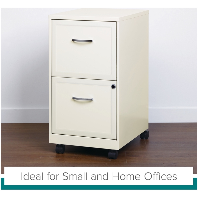 Scranton & Co 2-Drawer Metal Mobile Vertical Filing Cabinet in White