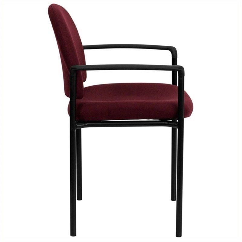 Scranton & Co Stackable Side Guest Chair with Arms in Burgundy