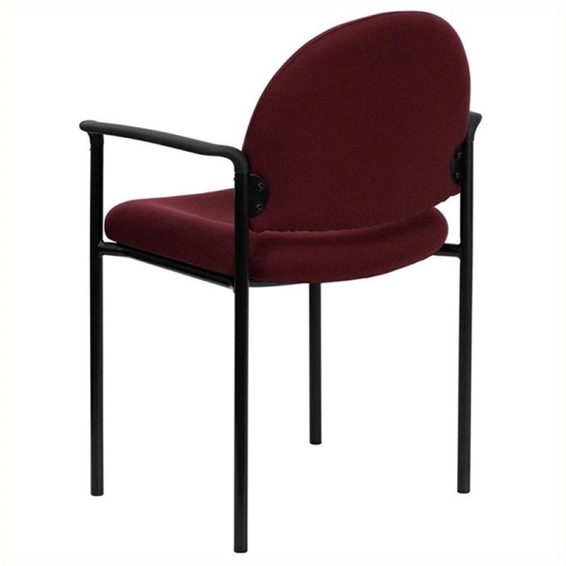 Scranton & Co Stackable Side Guest Chair with Arms in Burgundy