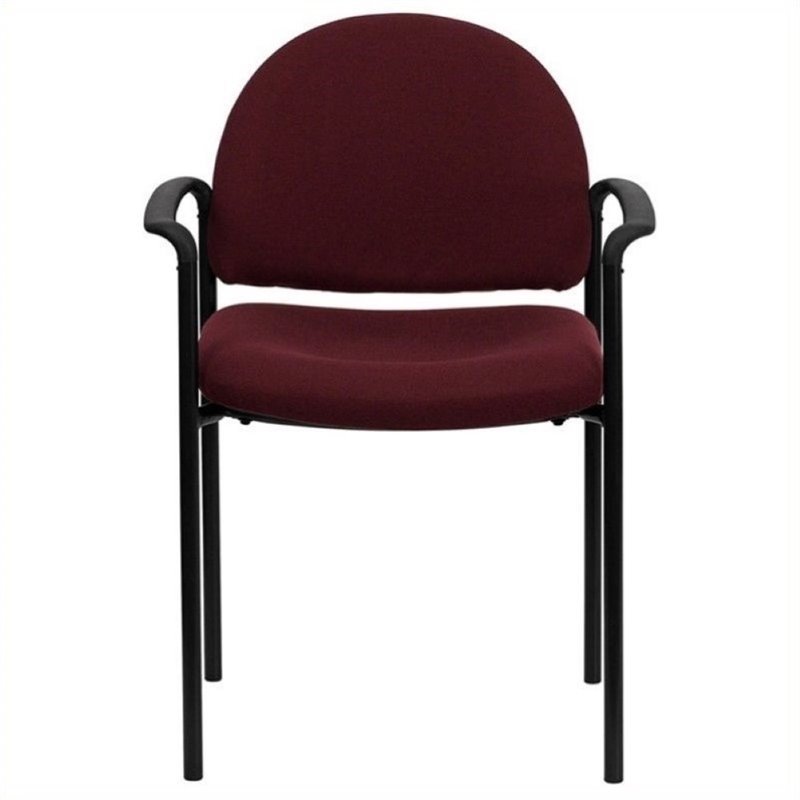 Scranton & Co Stackable Side Guest Chair with Arms in Burgundy