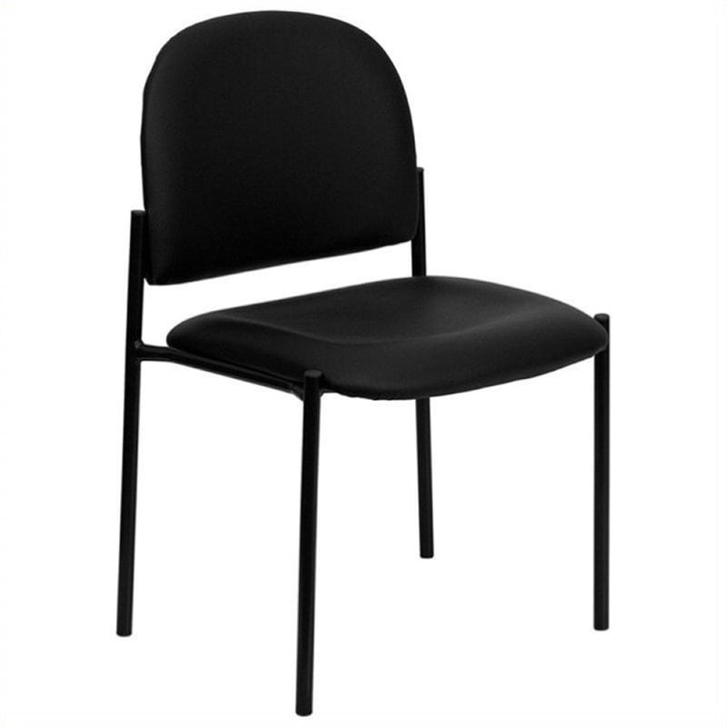 Scranton & Co Faux Leather Side Stacking Chair in Black