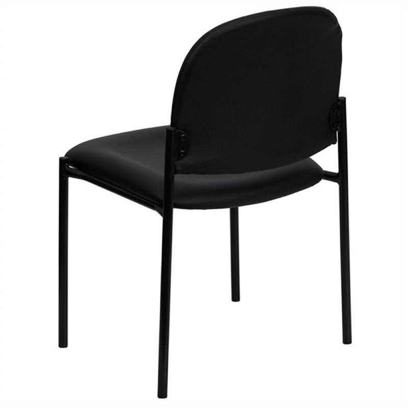 Scranton & Co Faux Leather Side Stacking Chair in Black