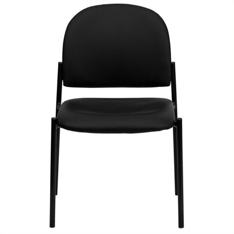 Scranton & Co Faux Leather Side Stacking Chair in Black