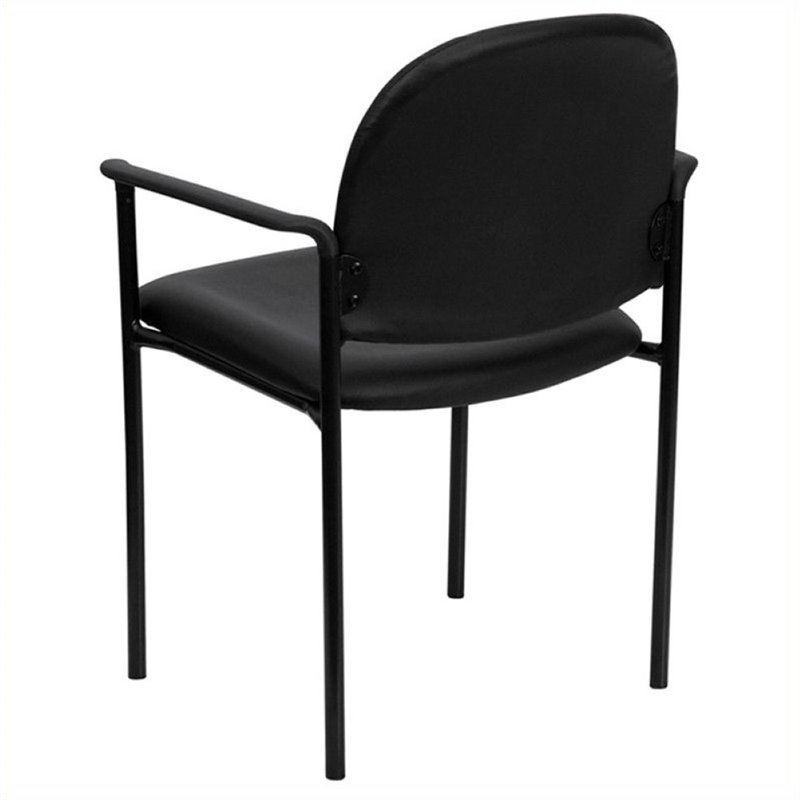 Scranton & Co Faux Leather Side Guest Chair with Arms in Black