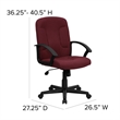 Scranton & Co Contemporary Fabric Mid-Back Office Chair with Arm in Burgundy Red