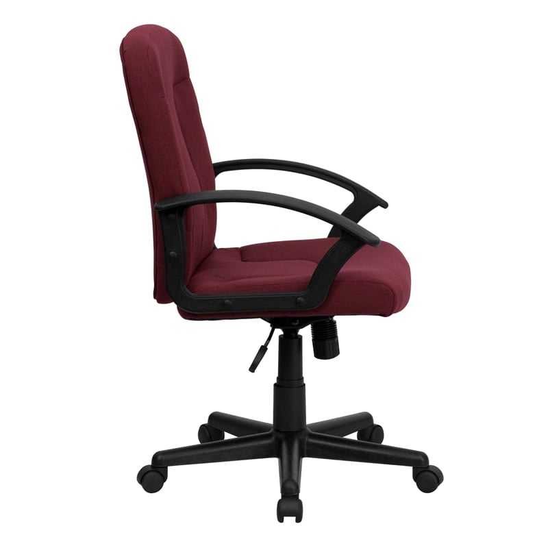 Scranton & Co Contemporary Fabric Mid-Back Office Chair with Arm in Burgundy Red