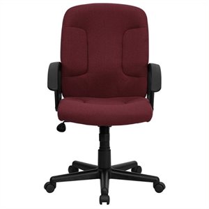 scranton & co mid-back office chair with nylon arms in burgundy