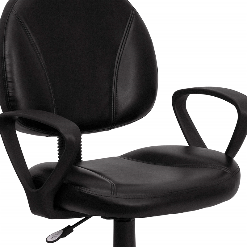 Scranton & Co Leather Ergonomic Task Office Chair in Black with Arms