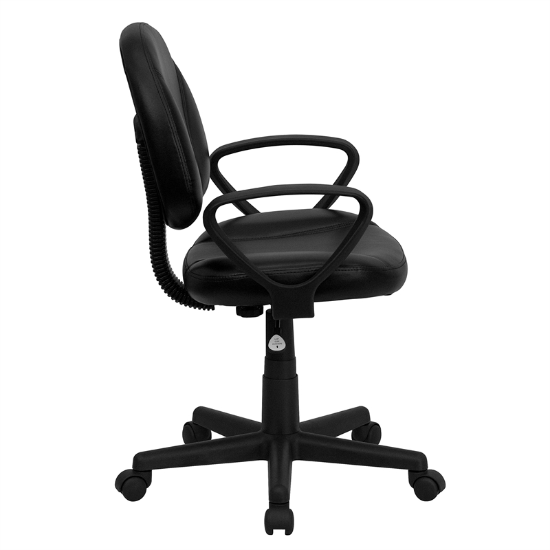 Scranton & Co Leather Ergonomic Task Office Chair in Black with Arms