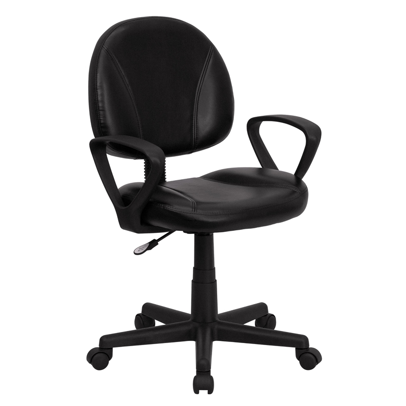 Scranton & Co Leather Ergonomic Task Office Chair in Black with Arms