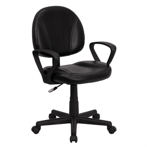 Scranton & Co Leather Ergonomic Task Office Chair in Black with Arms