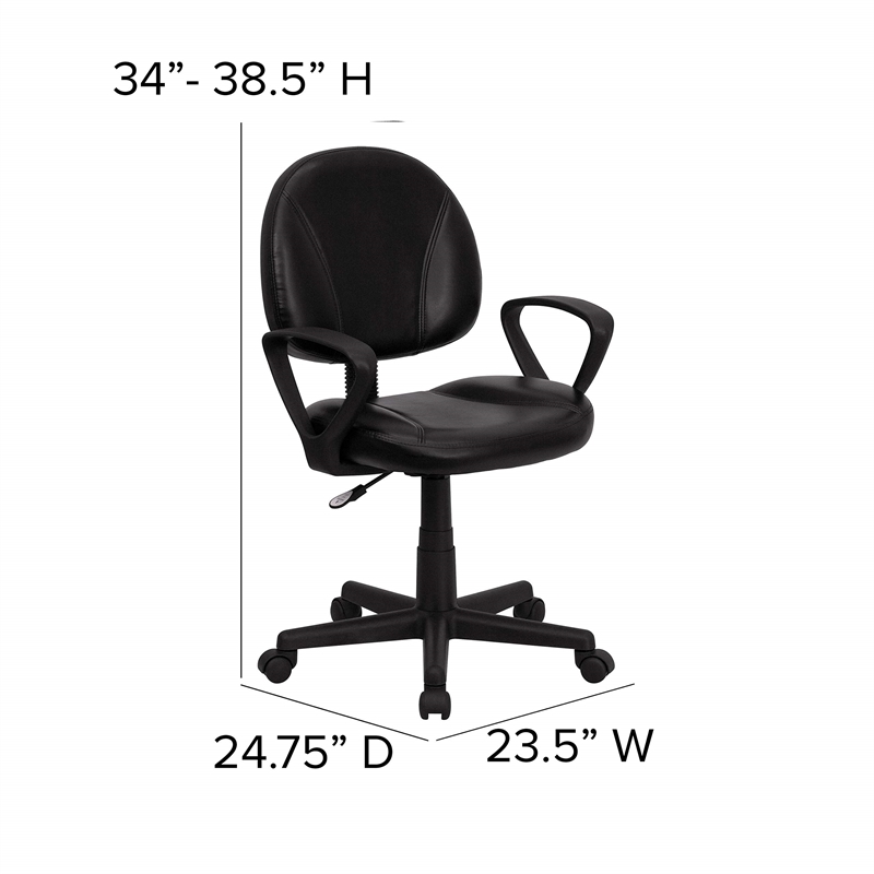 Scranton & Co Leather Ergonomic Task Office Chair in Black with Arms