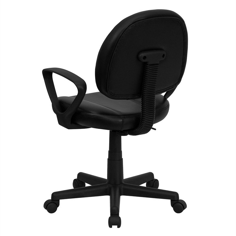 Scranton & Co Leather Ergonomic Task Office Chair in Black with Arms