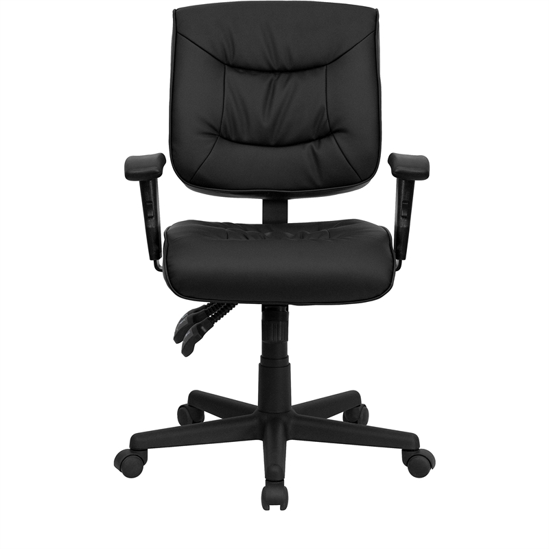 Scranton & Co Leather Mid-Back Task Office Chair with Arms