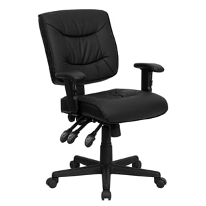 Scranton & Co Leather Mid-Back Task Office Chair with Arms