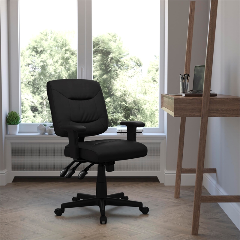 Scranton & Co Leather Mid-Back Task Office Chair with Arms