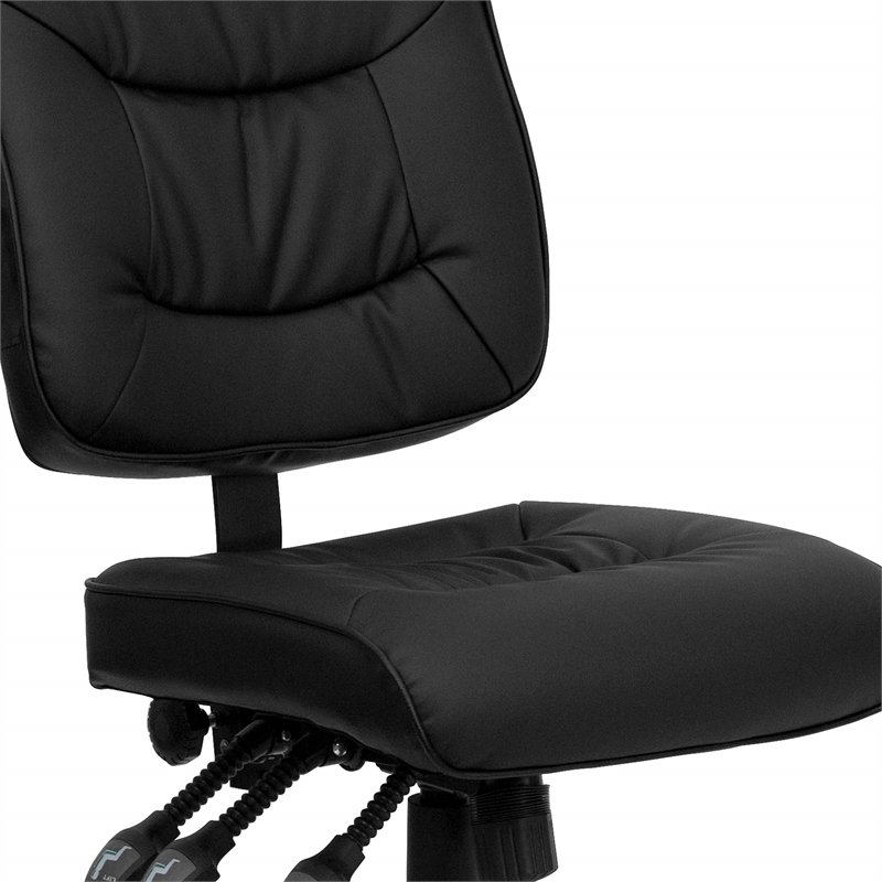 Scranton & Co Leather Mid-Back Task Office Chair in Black