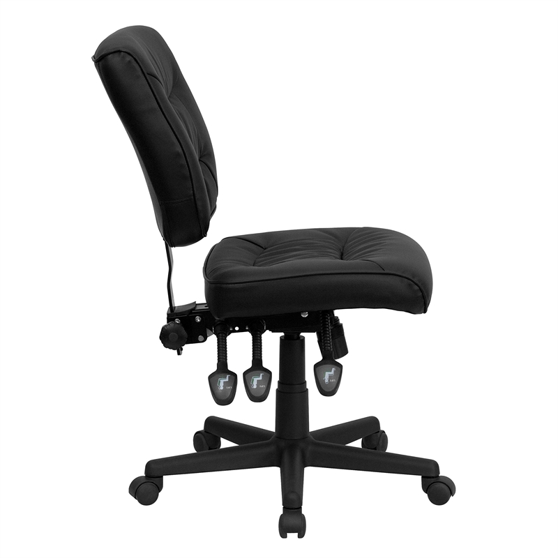 Scranton & Co Leather Mid-Back Task Office Chair in Black