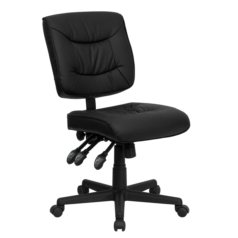 Scranton & Co Leather Mid-Back Task Office Chair in Black
