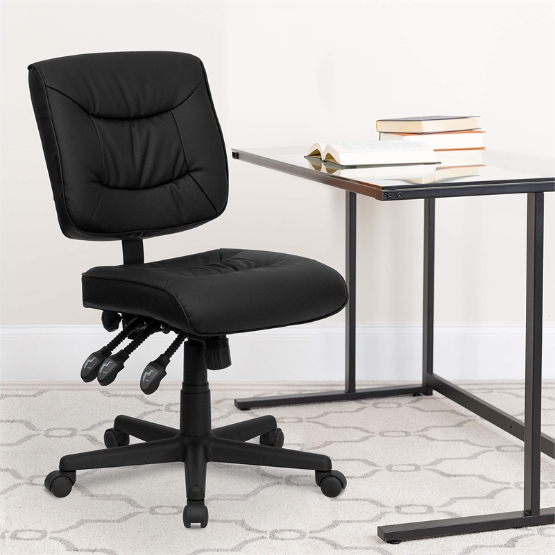 Scranton & Co Leather Mid-Back Task Office Chair in Black