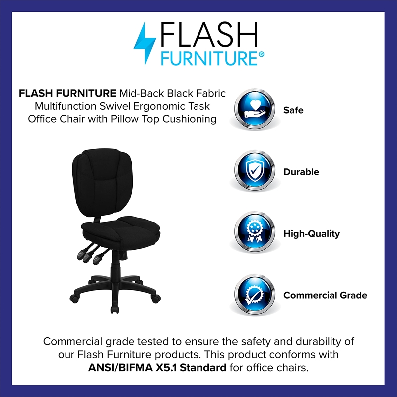 Scranton & Co Mid-Back Ergonomic Task Office Chair in Black