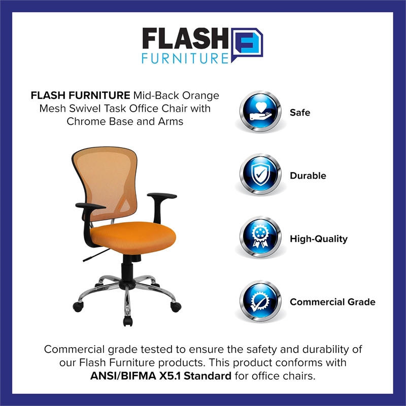 Scranton & Co Mesh Orange Office Chair Rectangular Lumbar Support 42.25