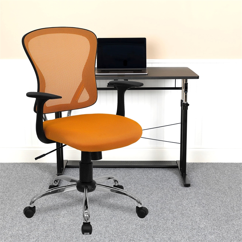 Scranton & Co Mesh Orange Office Chair Rectangular Lumbar Support 42.25
