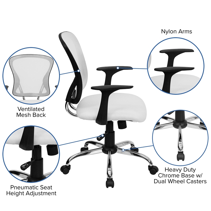 Scranton & Co Modern Mesh Fabric Mid-Back Office Chair in White
