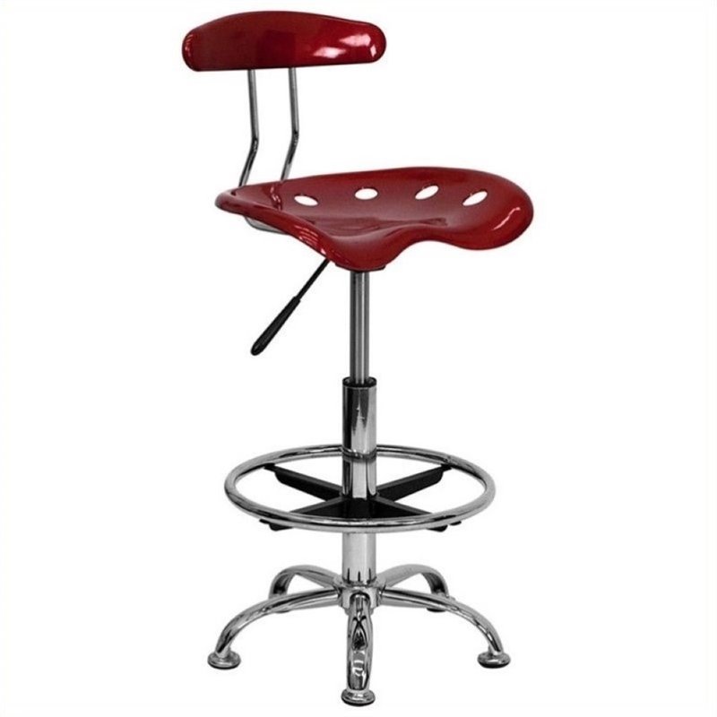 Scranton & Co Drafting Chair in Wine Red and Chrome