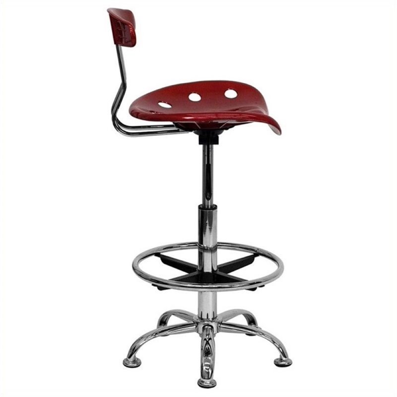 Scranton & Co Drafting Chair in Wine Red and Chrome