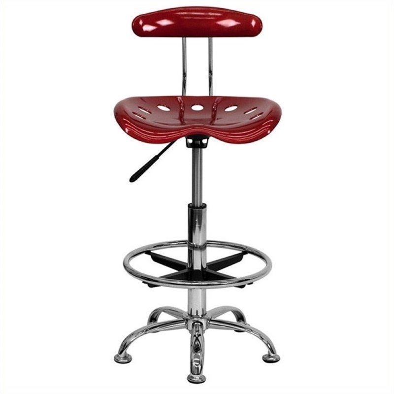 Scranton & Co Drafting Chair in Wine Red and Chrome