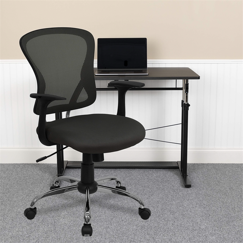 Scranton & Co Modern Mesh Fabric Mid-Back Office Chair in Dark Gray